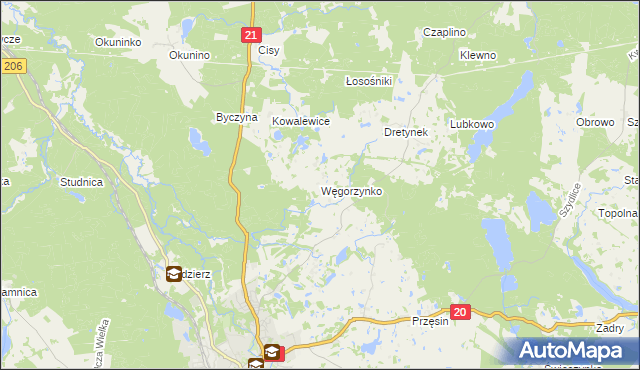 mapa Węgorzynko, Węgorzynko na mapie Targeo