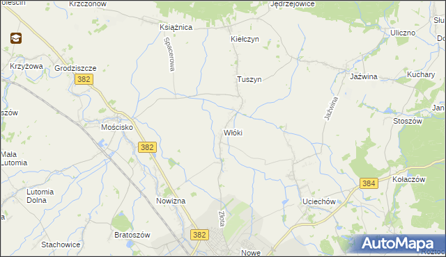 mapa Włóki gmina Dzierżoniów, Włóki gmina Dzierżoniów na mapie Targeo