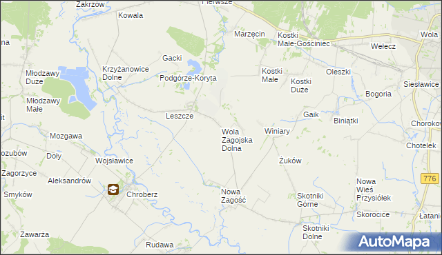 mapa Wola Zagojska Dolna, Wola Zagojska Dolna na mapie Targeo