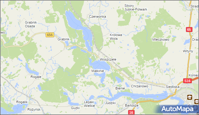 mapa Woszczele, Woszczele na mapie Targeo