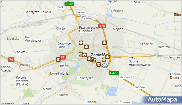 mapa Zamościa, Zamość na mapie Targeo