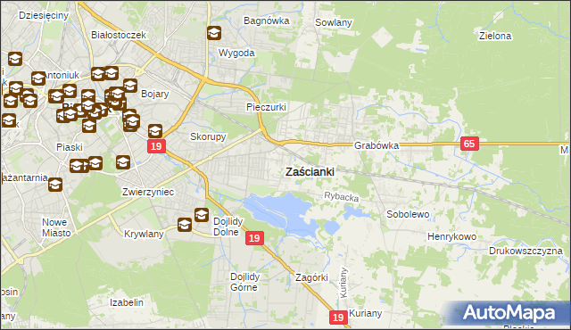 mapa Zaścianki gmina Supraśl, Zaścianki gmina Supraśl na mapie Targeo