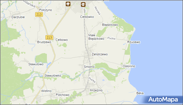 mapa Żelistrzewo, Żelistrzewo na mapie Targeo