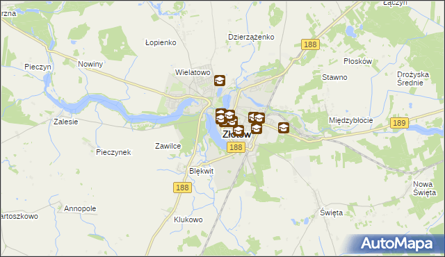 mapa Złotów, Złotów na mapie Targeo