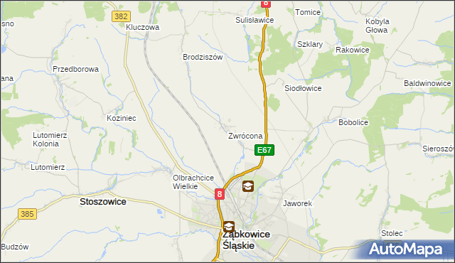 mapa Zwrócona, Zwrócona na mapie Targeo