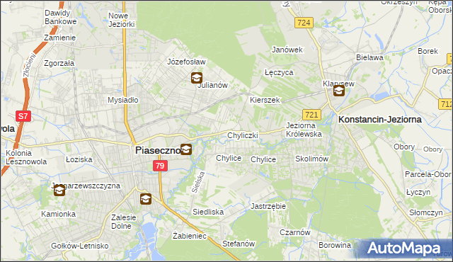 mapa Chyliczki gmina Piaseczno, Chyliczki gmina Piaseczno na mapie Targeo