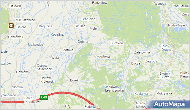 mapa Dąbrówka gmina Rzezawa, Dąbrówka gmina Rzezawa na mapie Targeo