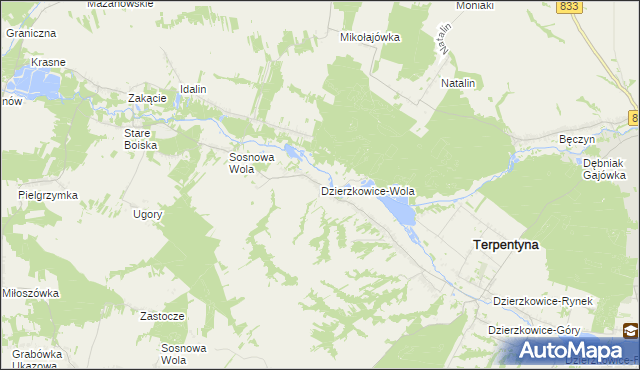 mapa Dzierzkowice-Wola, Dzierzkowice-Wola na mapie Targeo