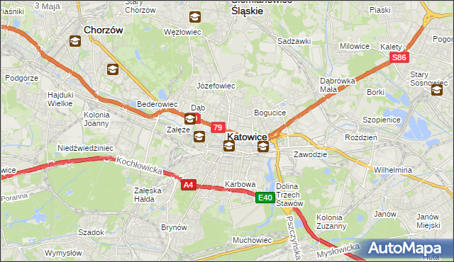 mapa Katowic, Katowice na mapie Targeo