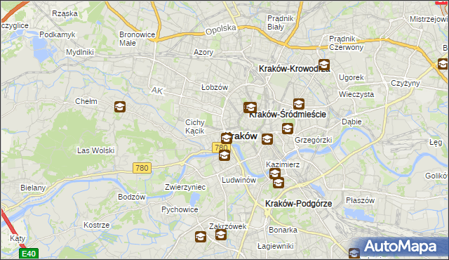 mapa Krakowa, Kraków na mapie Targeo