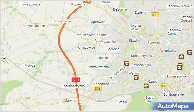 mapa Lipniak gmina Konopnica, Lipniak gmina Konopnica na mapie Targeo