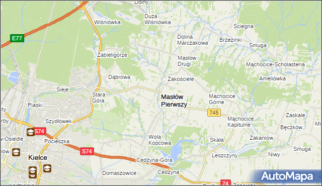mapa Masłów Pierwszy, Masłów Pierwszy na mapie Targeo