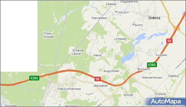 mapa Nekla gmina Dobrcz, Nekla gmina Dobrcz na mapie Targeo