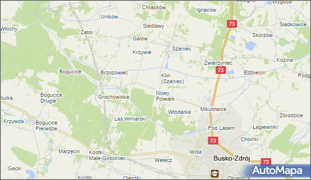 mapa Nowy Folwark gmina Busko-Zdrój, Nowy Folwark gmina Busko-Zdrój na mapie Targeo