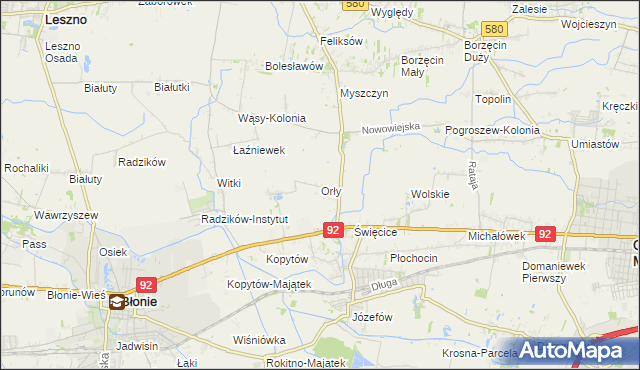 mapa Orły gmina Ożarów Mazowiecki, Orły gmina Ożarów Mazowiecki na mapie Targeo