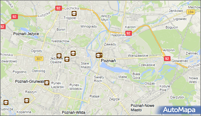 mapa Poznania, Poznań na mapie Targeo