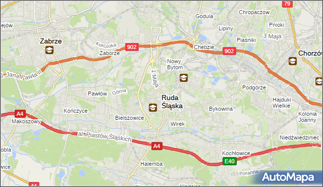 mapa Rudy Śląskiej, Ruda Śląska na mapie Targeo
