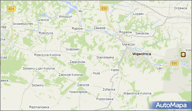 mapa Stanisławka gmina Wąwolnica, Stanisławka gmina Wąwolnica na mapie Targeo