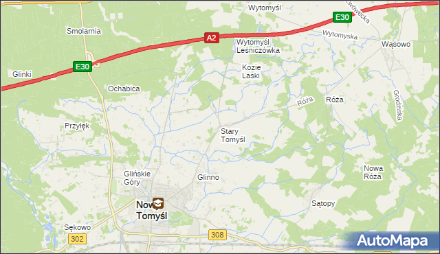 mapa Stary Tomyśl, Stary Tomyśl na mapie Targeo