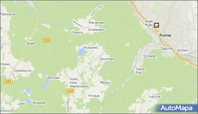 mapa Zbychowo, Zbychowo na mapie Targeo