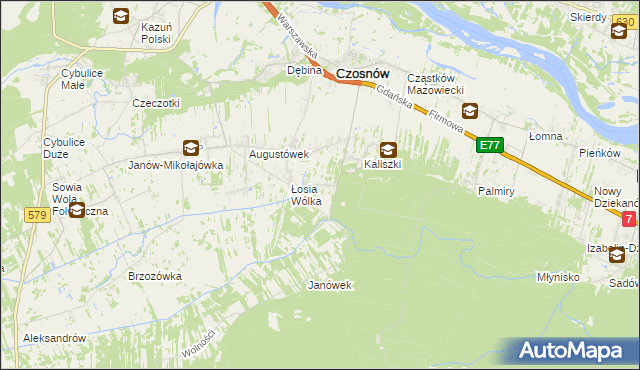 mapa Adamówek gmina Czosnów, Adamówek gmina Czosnów na mapie Targeo