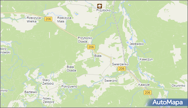 mapa Biała gmina Miastko, Biała gmina Miastko na mapie Targeo