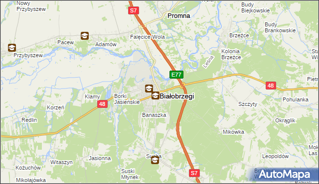 mapa Białobrzegi, Białobrzegi na mapie Targeo