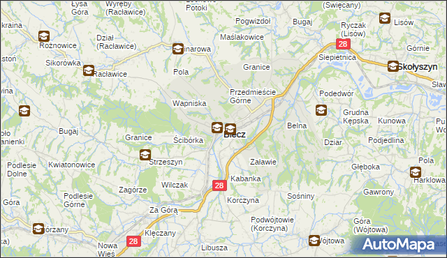 mapa Biecz powiat gorlicki, Biecz powiat gorlicki na mapie Targeo