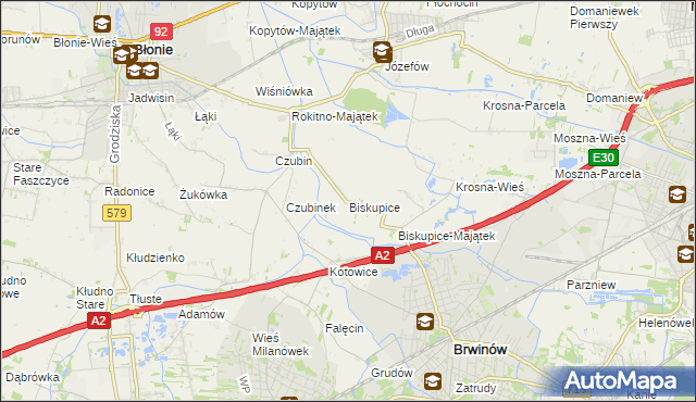 mapa Biskupice gmina Brwinów, Biskupice gmina Brwinów na mapie Targeo