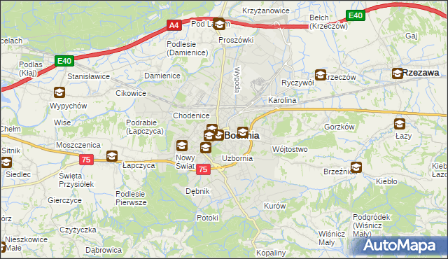 mapa Bochni, Bochnia na mapie Targeo