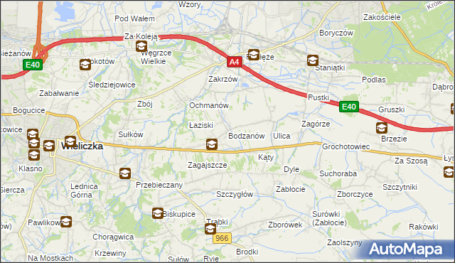 mapa Bodzanów gmina Biskupice, Bodzanów gmina Biskupice na mapie Targeo