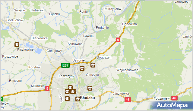 mapa Boguszyn gmina Kłodzko, Boguszyn gmina Kłodzko na mapie Targeo