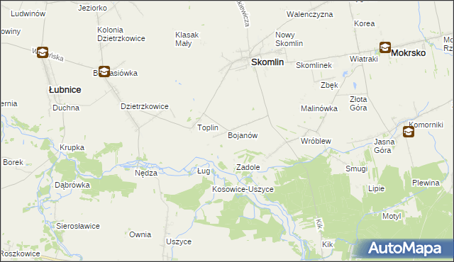 mapa Bojanów gmina Skomlin, Bojanów gmina Skomlin na mapie Targeo