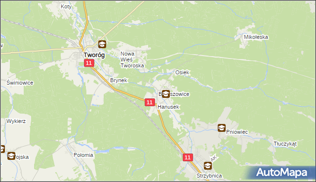 mapa Boruszowice, Boruszowice na mapie Targeo