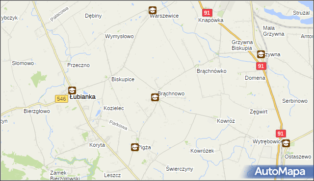 mapa Brąchnowo, Brąchnowo na mapie Targeo