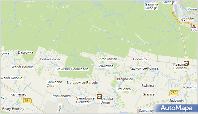 mapa Bronkowice, Bronkowice na mapie Targeo