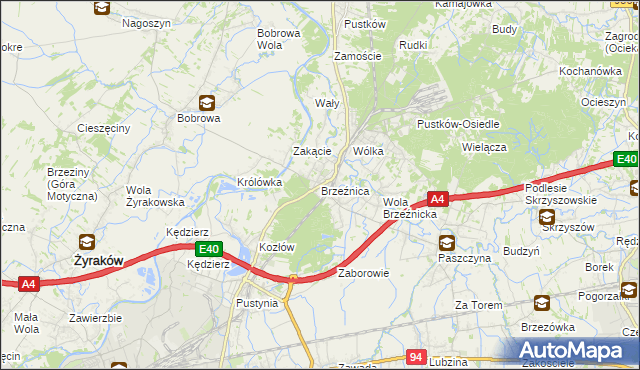 mapa Brzeźnica gmina Dębica, Brzeźnica gmina Dębica na mapie Targeo