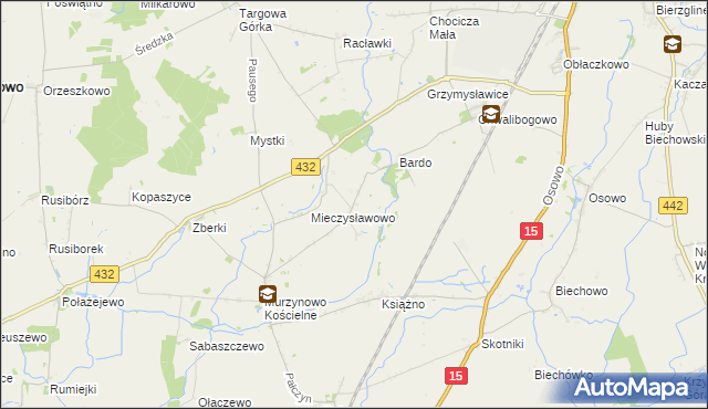 mapa Bukowy Las gmina Dominowo, Bukowy Las gmina Dominowo na mapie Targeo