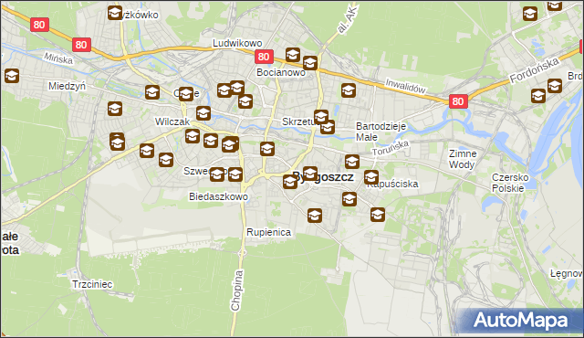 mapa Bydgoszczy, Bydgoszcz na mapie Targeo