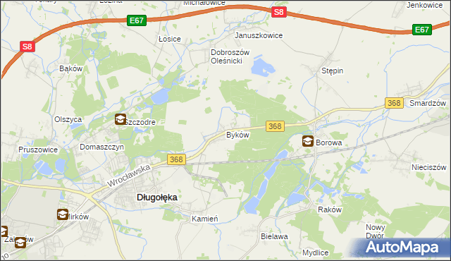mapa Byków, Byków na mapie Targeo