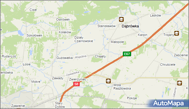 mapa Chajęty, Chajęty na mapie Targeo