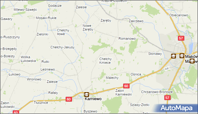 mapa Chełchy Kmiece, Chełchy Kmiece na mapie Targeo