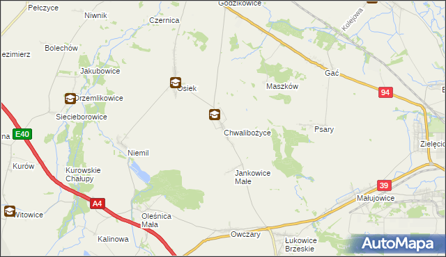 mapa Chwalibożyce, Chwalibożyce na mapie Targeo
