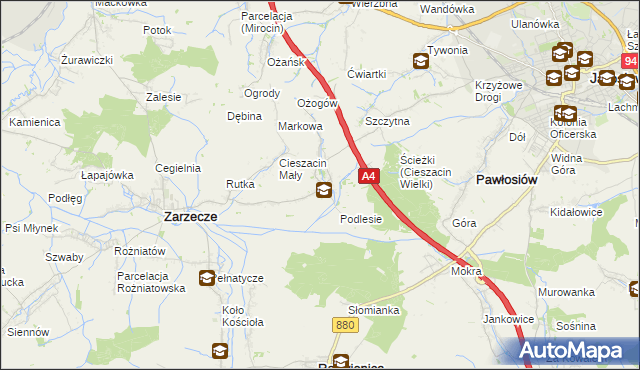 mapa Cieszacin Wielki, Cieszacin Wielki na mapie Targeo