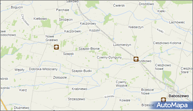 mapa Cywiny-Dynguny, Cywiny-Dynguny na mapie Targeo