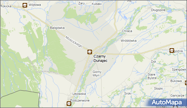 mapa Czarny Dunajec, Czarny Dunajec na mapie Targeo