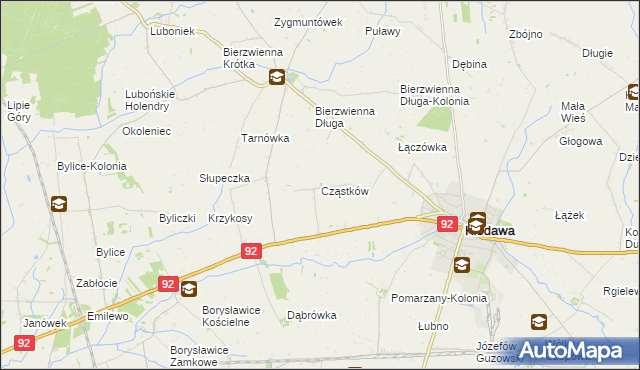 mapa Cząstków gmina Kłodawa, Cząstków gmina Kłodawa na mapie Targeo