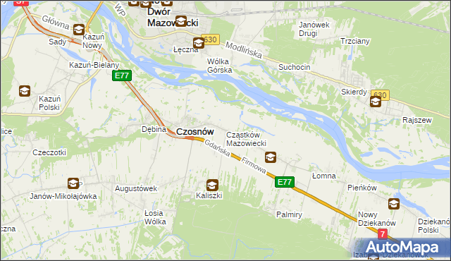 mapa Cząstków Mazowiecki, Cząstków Mazowiecki na mapie Targeo