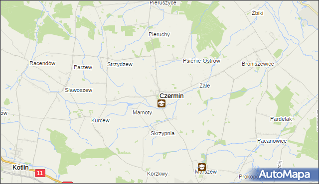 mapa Czermin powiat pleszewski, Czermin powiat pleszewski na mapie Targeo