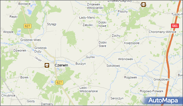 mapa Dąbek gmina Czerwin, Dąbek gmina Czerwin na mapie Targeo